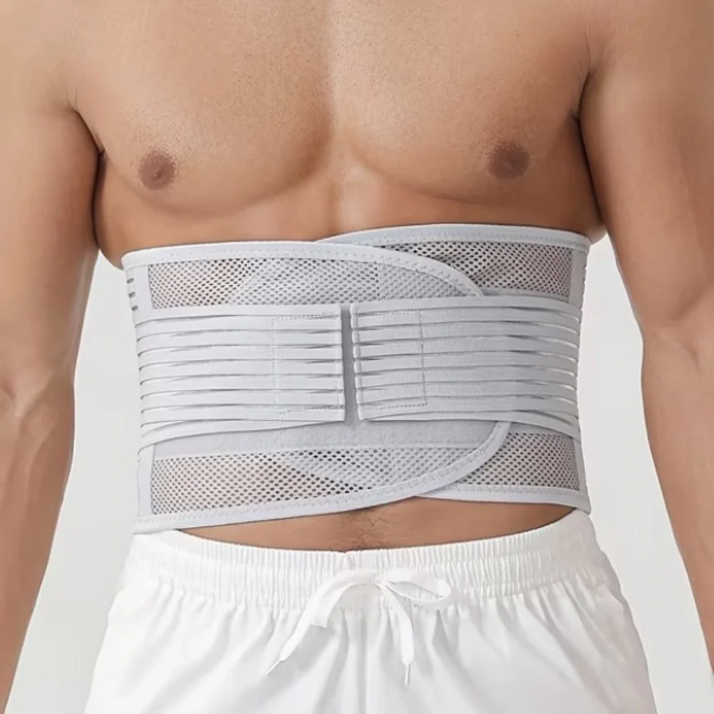 Black Lumbar Support Belt - Adjustable Back Brace - size large